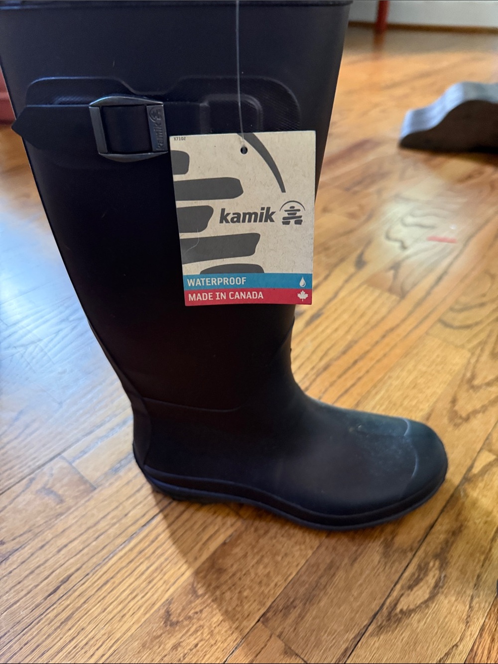 Kamik Matte Black Waterproof Tall Rain Boots with Side Buckle - Picture 3 of 4